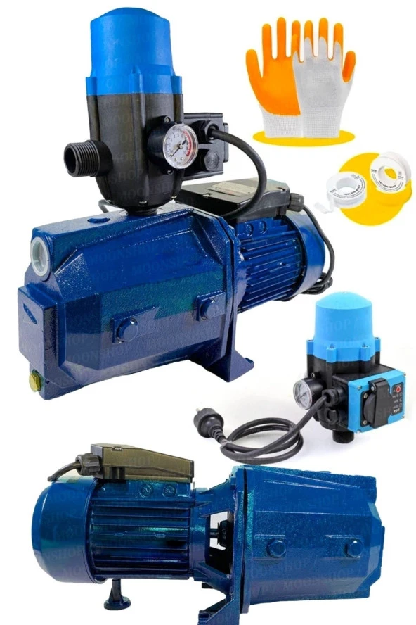 Moonshop Jet-100+Hidromat Hediyeli Su Pompası Motoru 9 Mt Emiş 48 Metre Dik Basar 2 Yıl Garantili ürün görseli 1