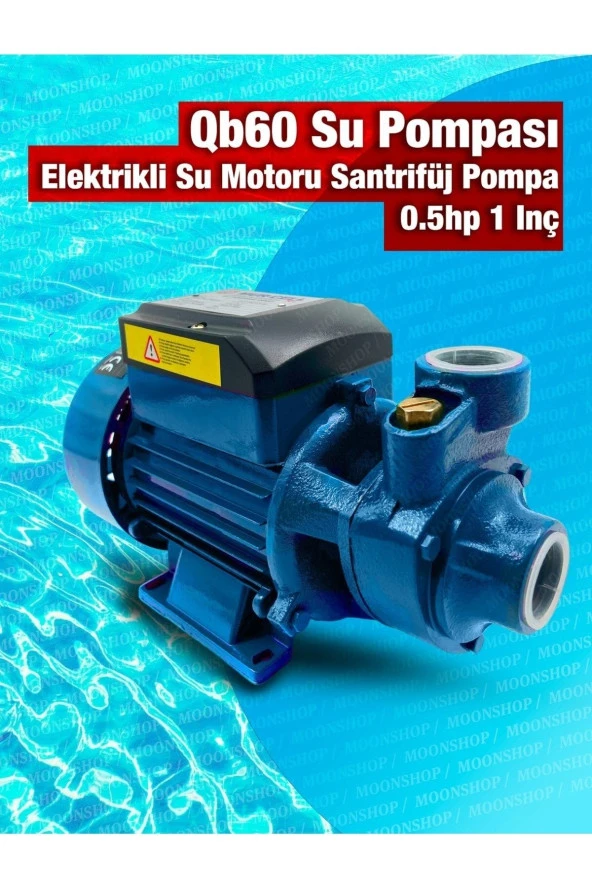 Moonshop Qb60 Elektrikli Su Motoru 05 Hp 1 Inç Bahçe Pompası Su Pompası 2 Yıl Garaantili Ürün ürün görseli 1