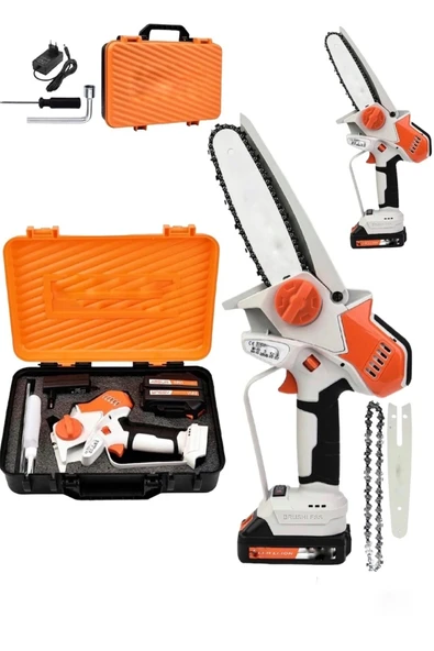Moonshop 128Vf Kömürsüz Motor Otomatik Yağlamalı Şarjlı El Testeresi Ağaç Odun Dal Kesme Budama ürün görseli 1