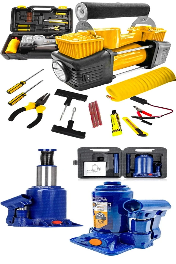 Moonshop Lastik Hava Kompresörü Ve 2 Ton Şişe Aaraba Oto Krikosu Muhteşem Set ürün görseli 1