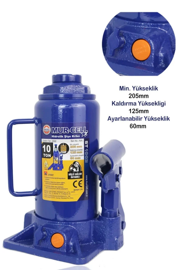 Moonshop Pro Seri Çelik Şase 10 Ton Şişe Krikosu Hidrolik Araba Karavan Oto Şişe Krikosu Tse Kontrollü Ürün. ürün görseli 1