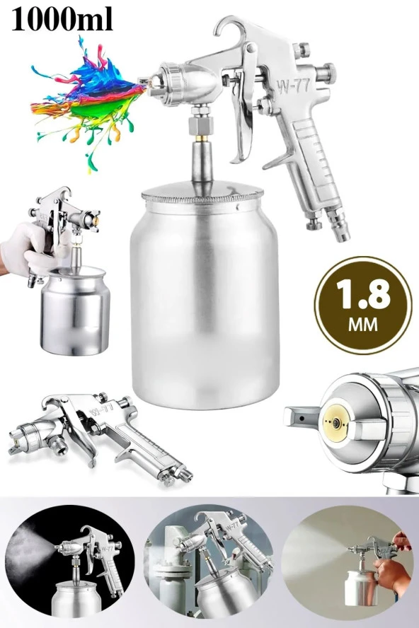 Moonshop Profesyonel Havalı Alttan Depolu Boya Tabancası 1 8 Mm Basınç Ayarlı Havalı Boya Tabancası ürün görseli 1