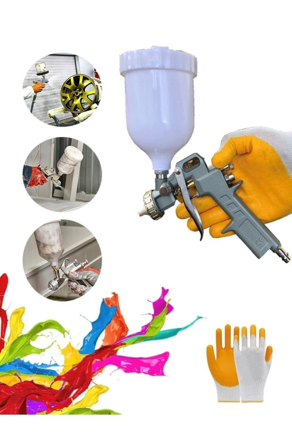 Moonshop Üstten Depolu Profesyonel Püskürtmeli Boya Sprey Tabancası Eldiven Hediyeli ürün görseli 1