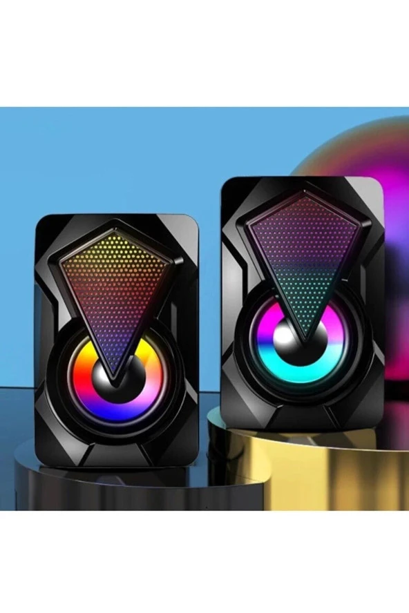 Moonshop Bilgisayar Hoparlörü Led Işıklı Rgb Laptop Pc Uyumlu 1 1 Speaker ürün görseli 1