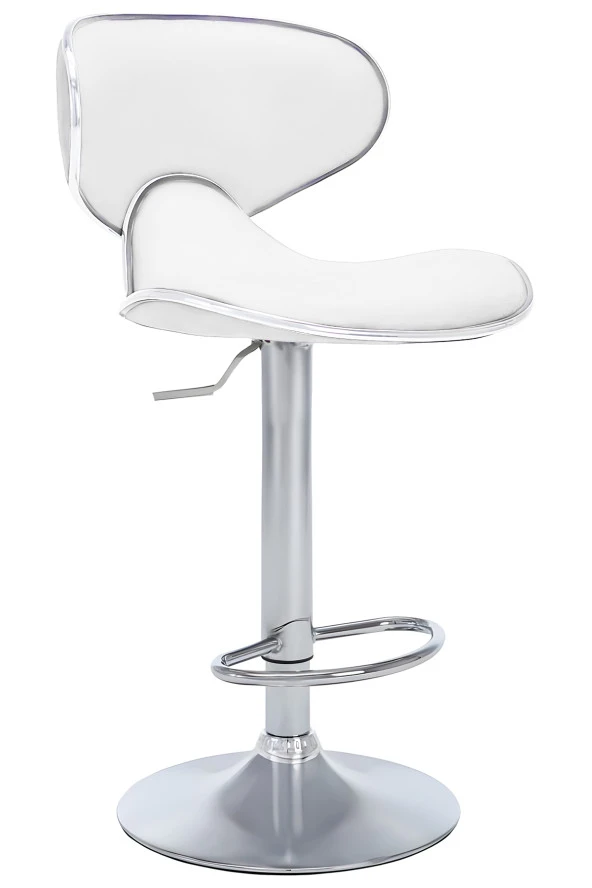 Bürocci Zen Bar Taburesi - Beyaz Modern Deri Metal Ayaklı Yüksek Tezgah Sandalyesi - 9549S0486 ürün görseli 1