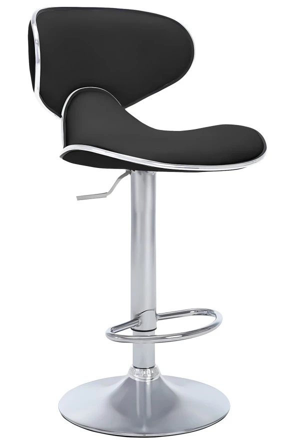 Bürocci Zen Bar Taburesi - Siyah Modern Deri Metal Ayaklı Yüksek Tezgah Sandalyesi - 9549S0481 ürün görseli 1