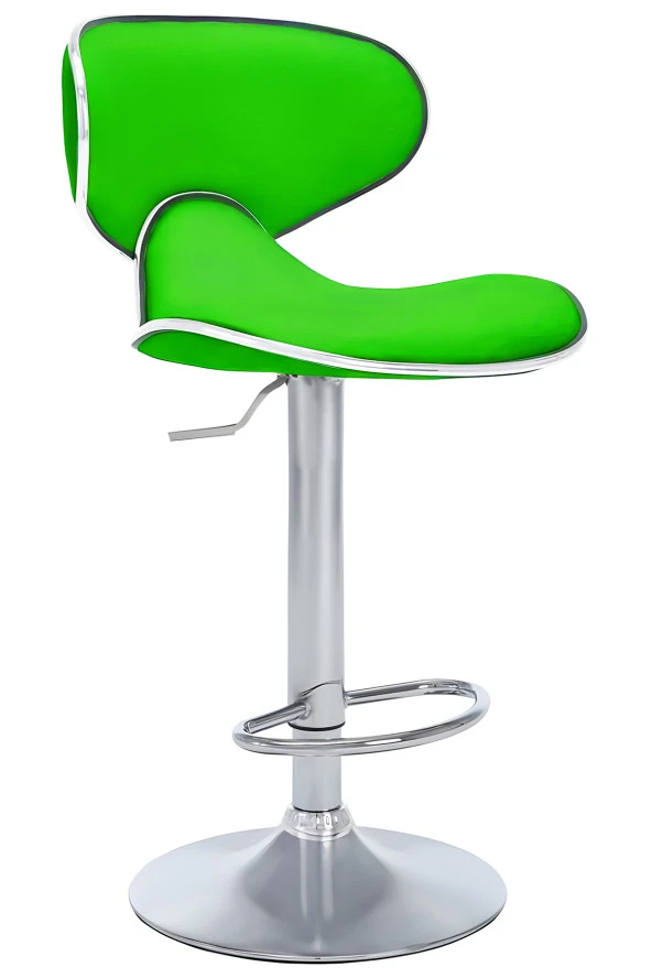 Bürocci Zen Bar Taburesi - Yeşil Modern Deri Metal Ayaklı Yüksek Tezgah Sandalyesi - 9549S0513 ürün görseli 1
