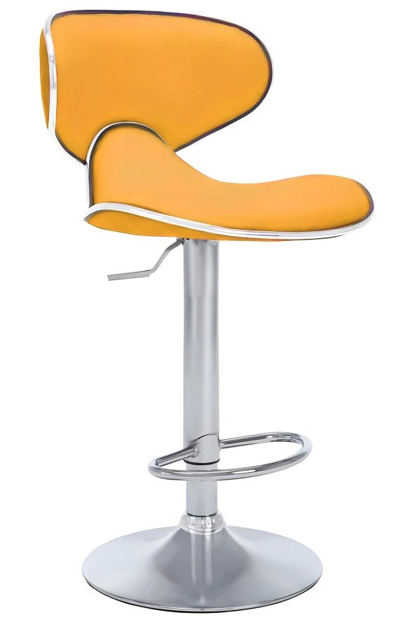 Bürocci Zen Bar Taburesi - Hardal Modern Deri Metal Ayaklı Yüksek Tezgah Sandalyesi - 9549S0492 ürün görseli 1