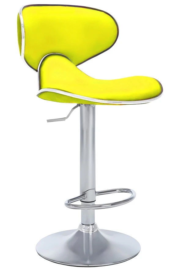 Bürocci Zen Bar Taburesi - Sarı Modern Deri Metal Ayaklı Yüksek Tezgah Sandalyesi - 9549S0512 ürün görseli 1