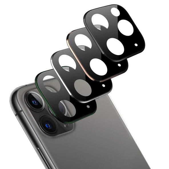 iPhone 11 PRO Kamera Lens Koruyucu Metal Kenarlı Cam ürün görseli 1