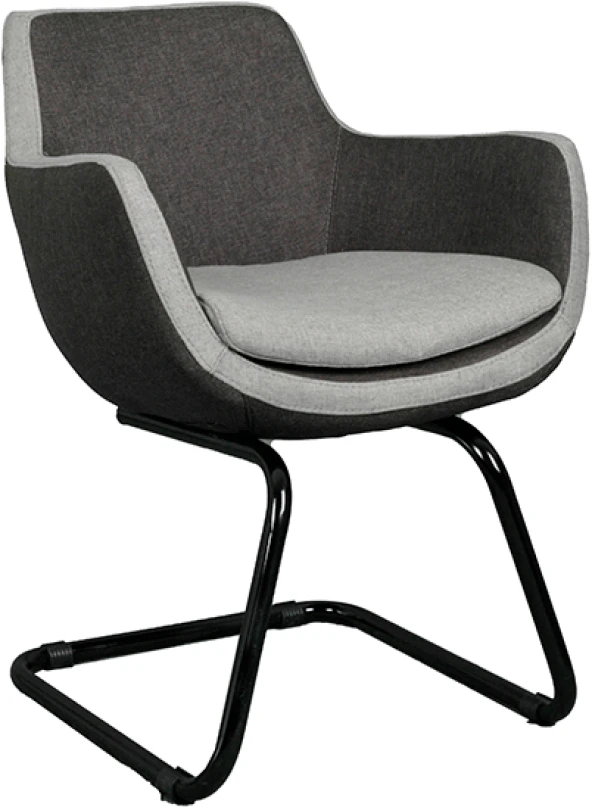 Bürocci Comfort Siyah Metal Ayaklı Misafir Koltuğu- İki Ton Gri Kumaş-2244J1110 ürün görseli 1