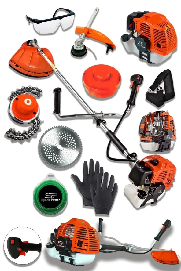 Spech Power MLT U.S.A  2.1 Hp Yan Tipi Benzinli Motorlu Ot Çalı Tırpanı Çim Biçme Makinesi Tirpan ürün görseli 1