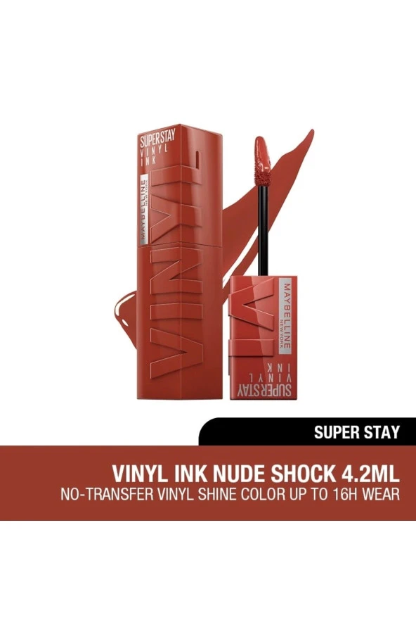 Maybelline New York Super Stay Vinyl Ink Uzun Süre Kalıcı Likit Parlak Ruj 130 Extra ürün görseli 1