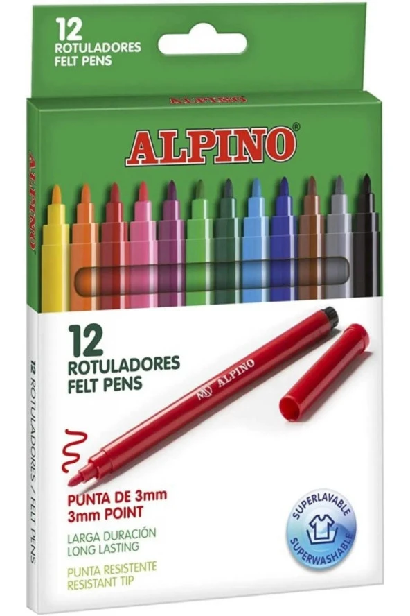 Keçeli Kalem 12 Renk Alpino 1 Adet Keçe Uçlu Kalem Rotuladores ürün görseli 1