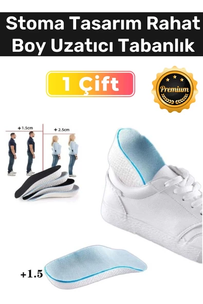 Özel Üretim Eva Bellek Köpük Stoma Tasarım Rahat Kadın Erkek Boy Uzatıcı Tabanlık 1.5 Cm - 2 Adet ürün görseli 1