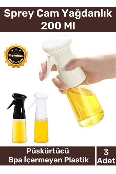 Deluxe Atomize Başlık Fan Şekilli Püskürtücü Bpa İçermeyen Plastik Sprey Cam Yağdanlık 200 Ml 3 Adet ürün görseli 1