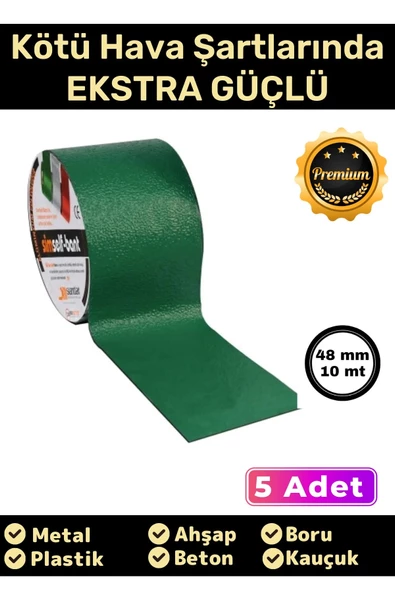 Süper Güçlü Su Geçirmez Sızdırmaz Yeşil Renk Çok Amaçlı Tamir ve İzolasyon Bandı 48mm x 10m - 5 Adet ürün görseli 1