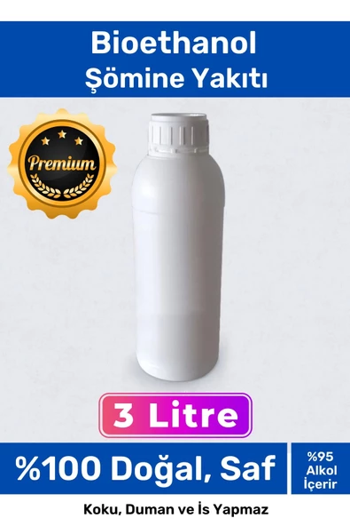 Özel Üretim %100 Doğal Saf Temiz Çevre Dostu Sıvı Koku Yapmayan Bioethanol Şömine Yakıtı 3 Litre ürün görseli 1