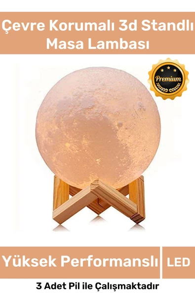 Premium Seri Çevre Korumalı 3d Standlı Küre Dekoratif Yüksek Performanslı Led Ay Gece Masa Lambası ürün görseli 1