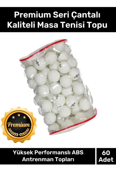 Premium Seri Çantalı Kaliteli Masa Tenisi Etkinlik 60 Adet Beyaz Canlı Pinpon Topu ürün görseli 1