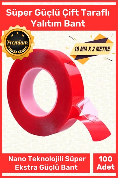 Premium Ekstra Güçlü Çok Amaçlı Çift Taraflı Tamir Mekan Montaj 1,5 Mt Silikon Şeffaf Bant 100 Adet ürün görseli 1