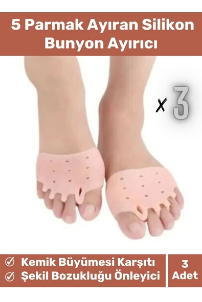 Valgus Silikon Ayak Bunyon Kemik Koruyucu Makaralı Gömleği Halluks Parmak Ayırıcı Düzenleyici 3'lü ürün görseli 1