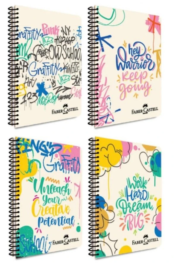 FABER CASTELL GRAFİTİ KAPAK SPİRALLİ DEFTER 80 YAPRAK ÇİZGİLİ -4'LÜ- ürün görseli 1
