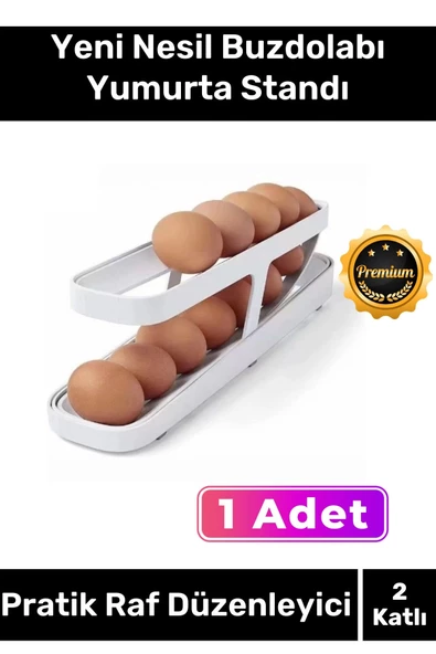 Premium Seri Buzdolabı Plastik 2 Katlı Kullanışlı Pratik Raf Düzenleyici Yeni Nesil Yumurta Standı ürün görseli 1