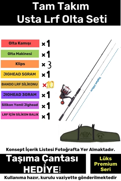 Özel Üretim Şık Taşıma Çantalı Hazır Kurulu Tam Takım Usta Lrf Olta Seti - 3m Kamış ürün görseli 1