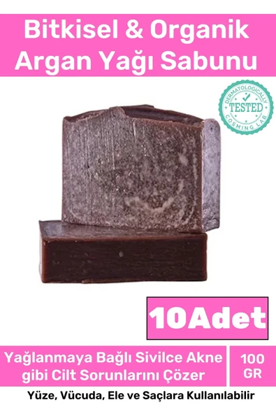 Organik Bitkisel %100 Doğal Güzel Kokulu El Yüz Saç Orijinal 10'lu Argan Yağı Sabunu ürün görseli 1