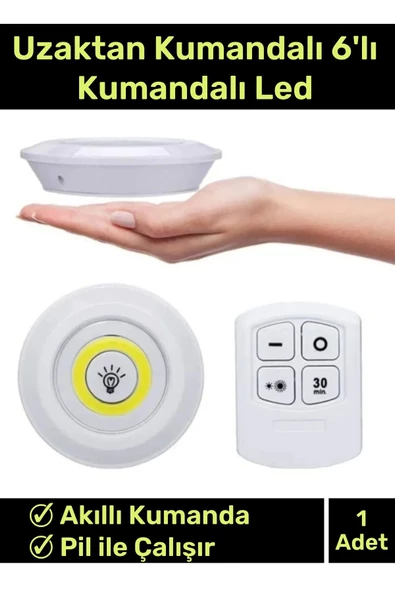 Özel Av Kamp Ev Okul Araba Otel Pilli Uzaktan Kumandalı Yapışkanlı Dayanıklı 3'Lü Led Spot 2 Adet ürün görseli 1