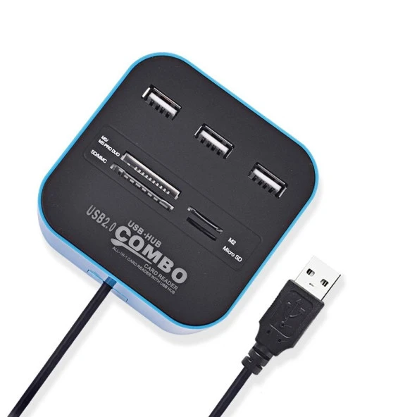Concord C-847 3 Port USB 2.0 Hub - USB Çoklayıcı + USB Kart Okuyucu ürün görseli 1