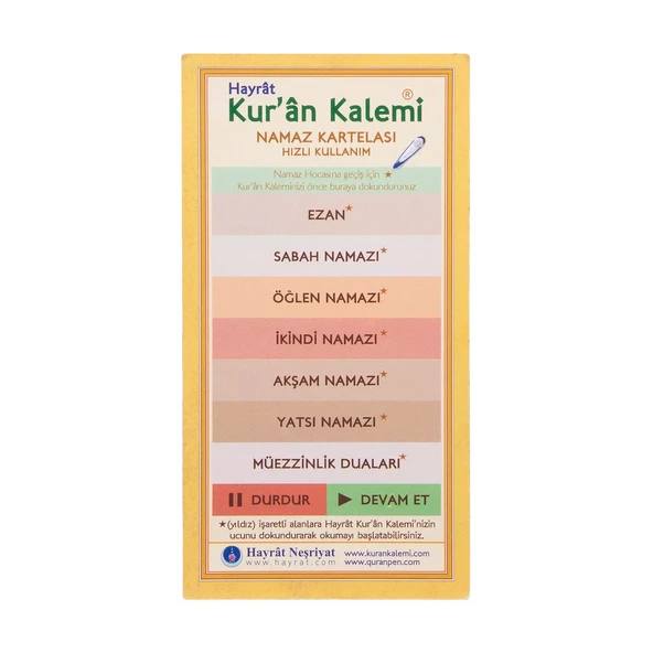 Kuran Kalem Kolay Kullanım Kartı ve Namaz Kartelası ürün görseli 1