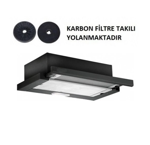HİBSAN ÇİFT MOTOR SİYAH ASPİRATÖR+KARBON FİLTRE BACASIZ KULLANIM ürün görseli 1
