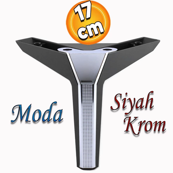 Moda Lüks Mobilya Oturma Grubu Kanepe Tv Ünitesi Konsol Koltuk Ayağı Baza Ayakları Siyah Krom 17 Cm ürün görseli 1