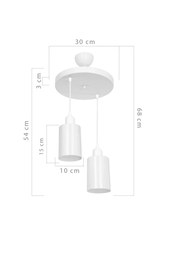 Modelight Aksel 2'li Avize Opal Optik Camlı Beyaz - Resim 2