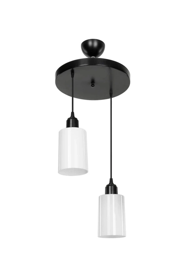 Modelight Aksel 2'li Avize Opal Optik Camlı Siyah - Resim 3