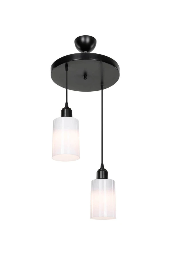 Modelight Aksel 2'li Avize Opal Optik Camlı Siyah - Resim 4