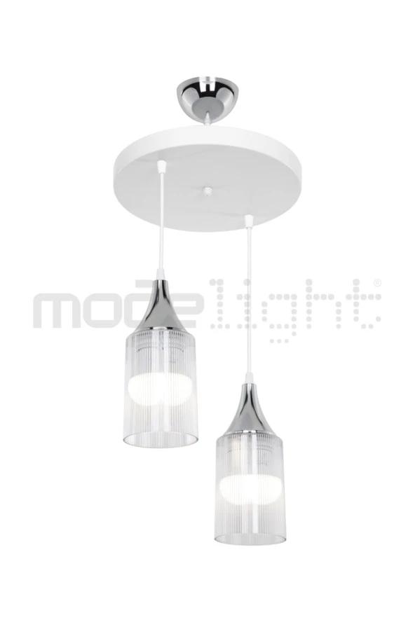 Modelight Aksel 2li Beyaz / Krom Dekoratif Duylu - Resim 2