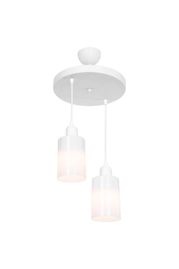 Modelight Aksel 2'li Avize Opal Optik Camlı Beyaz - Resim 3