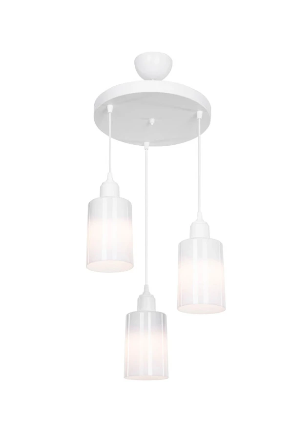 Modelight Aksel 3'lü Avize Opal Optik Camlı Beyaz ürün görseli 1
