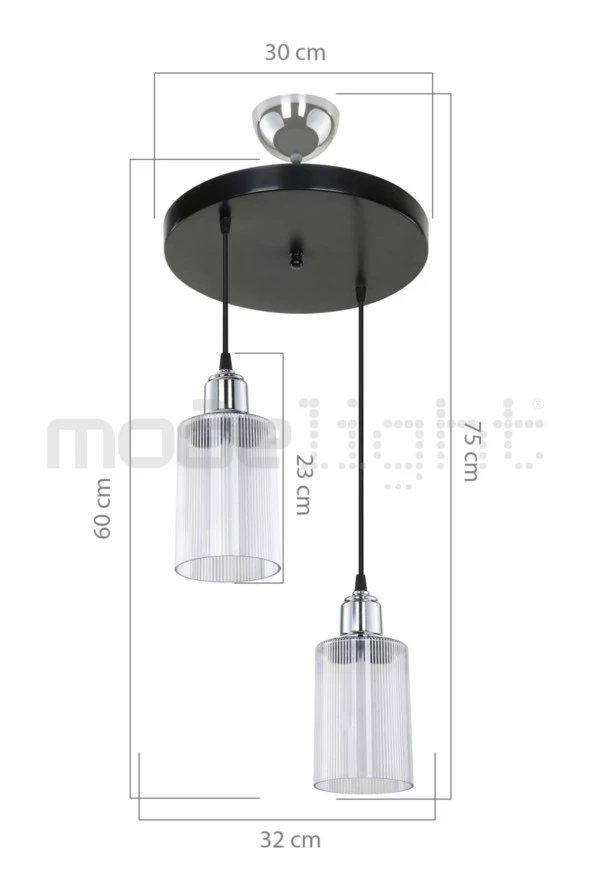 Modelight Aksel 2li Siyah / Krom - Resim 2