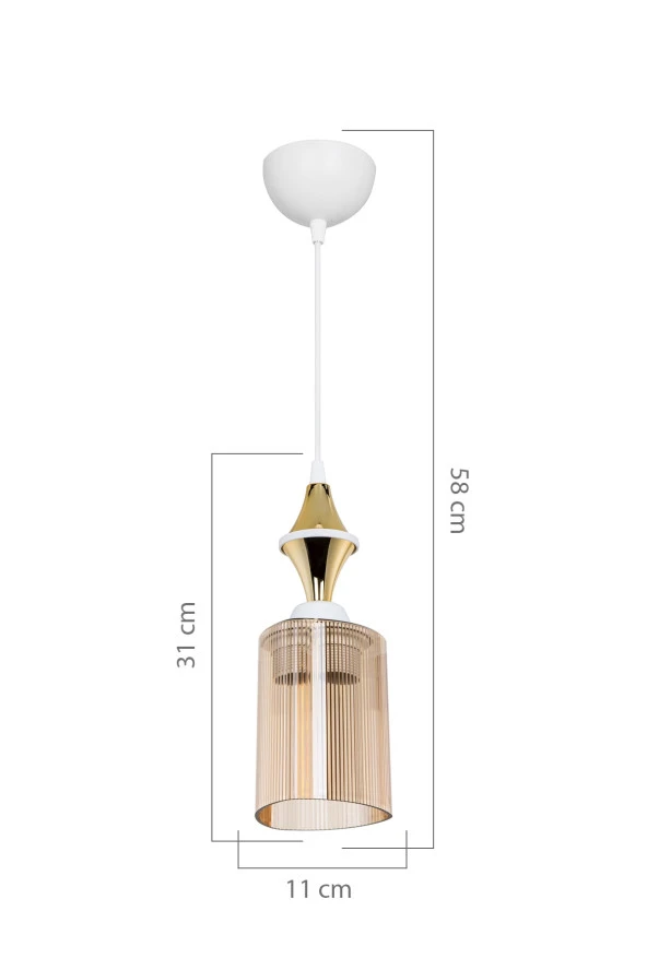 Modelight Akses Beyaz Karo Gold Tekli Üçgen Bal Sarkıt ürün görseli 1