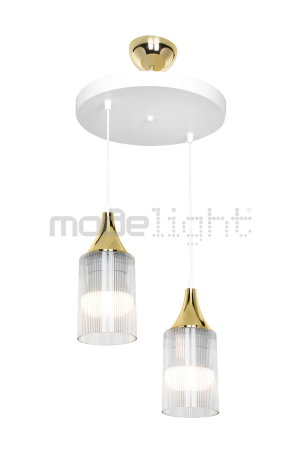 Modelight Aksel 2li Dekoratif Duylu Sarkıt Gold - Resim 3
