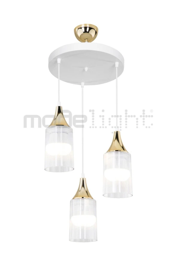 Modelight Aksel 3lü Beyaz / Gold Dekoratif Duylu ürün görseli 1