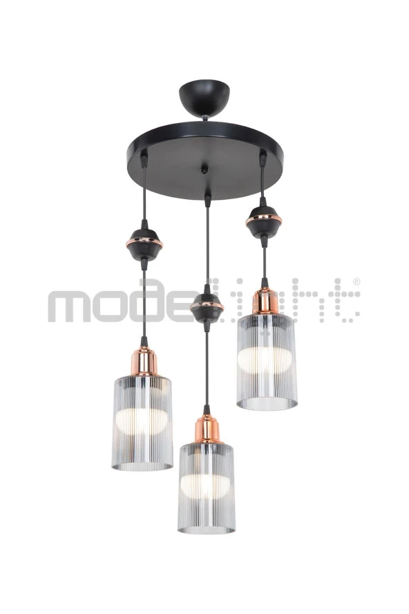 Modelight Akses Küre / Karo 3lü Optik Camlı Avize ürün görseli 1