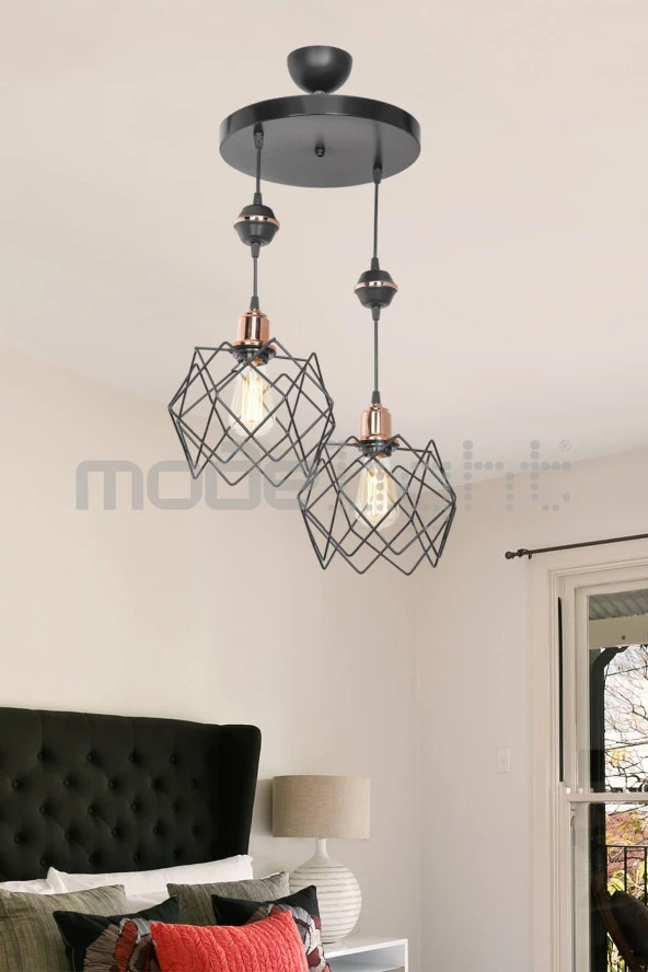 Modelight Akses Küre / Karo 2li Koza Avize ürün görseli 1