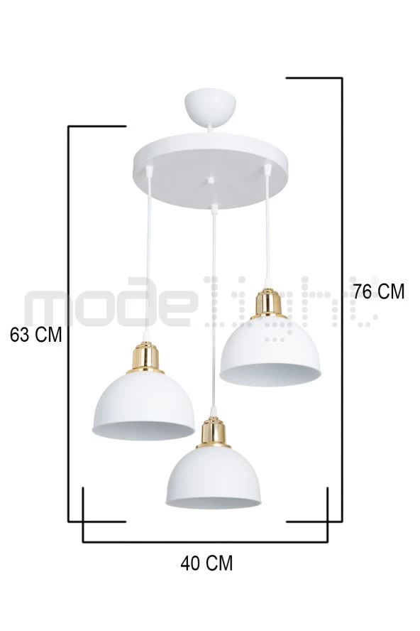 Modelight BELLA 3LÜ AVİZE BEYAZ SALON-OTURMA ODASI-ÇOCUK ODASI-YEMEK-YATAK ODASI--ANTRE-MUTFAK ürün görseli 1