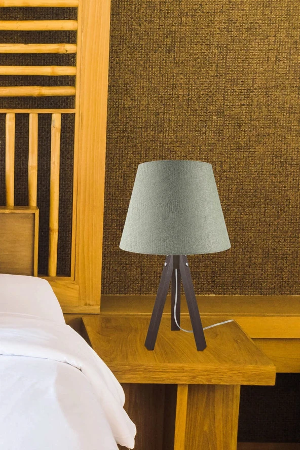 Modelight Ceviz Ayak Yeşil Şapka Deko Abajur - Resim 4