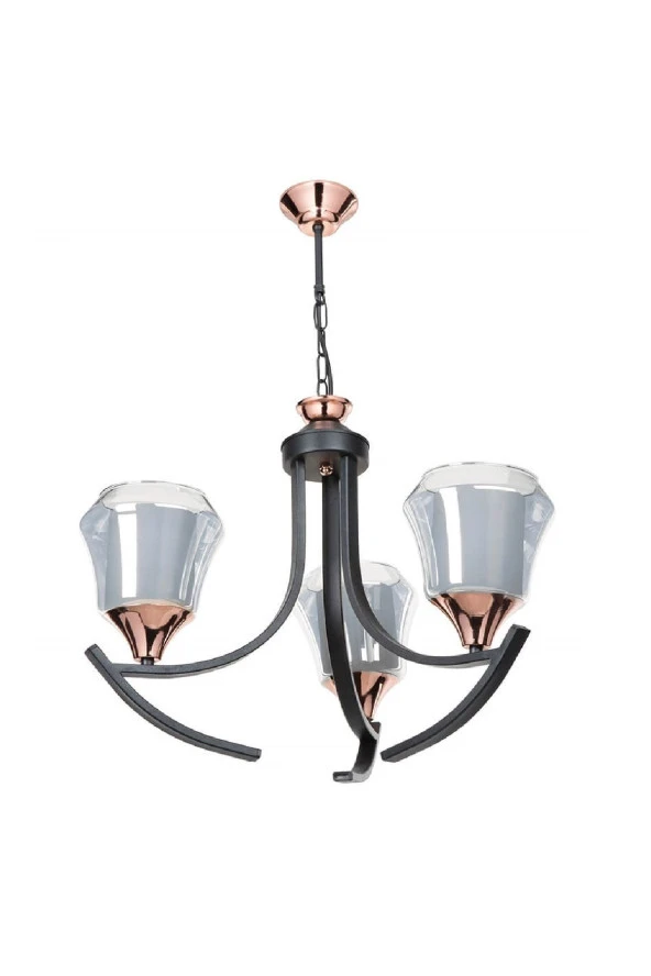 Modelight Celena 3Lü Füme Cam Avize - Resim 3